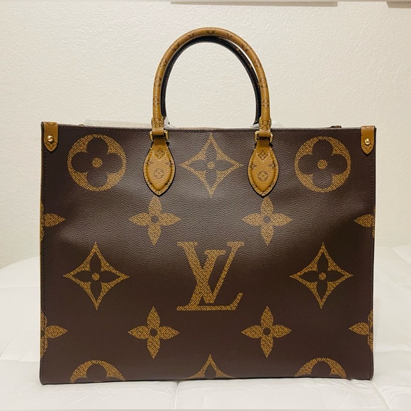 Authentic Louis Vuitton On The Go GM Tote in Reverse Monogram Canvas - Picture 1 of 16
